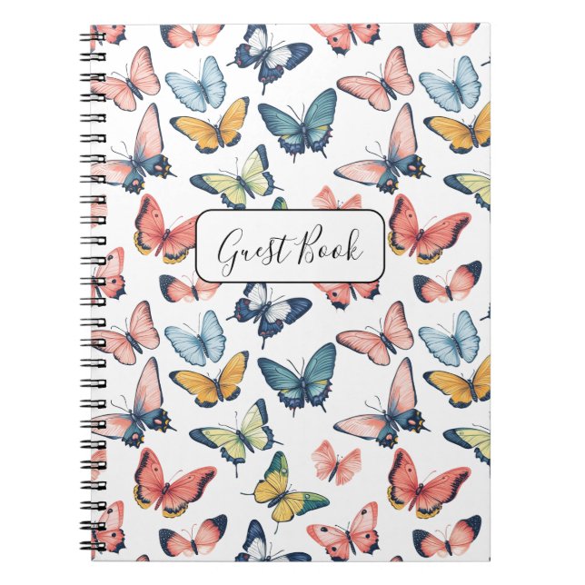 Caderno Espiral Belo Livro de Convidado da Impressão de Borboleta  (Frente)