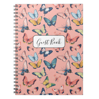 Caderno Espiral Belo Livro de Convidado da Impressão de Borboleta