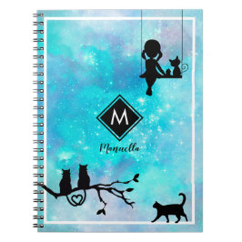 Caderno Espiral Belo Marinho Blue Watercolor Galaxy Diary