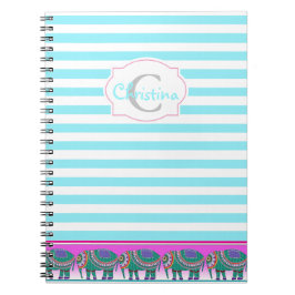 Caderno Espiral Belo Monograma de Elefante de Ornamentado