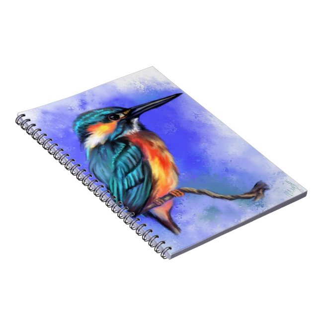 Caderno Espiral Belo notebook de pássaro de Kingfisher (Lado Direito)