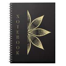 Belo notebook preto com Design Ouro