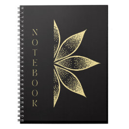 Caderno Espiral Belo notebook preto com Design Ouro