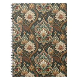 Caderno Espiral Belo Padrão Floral Art Nouveau Vintage para Mural