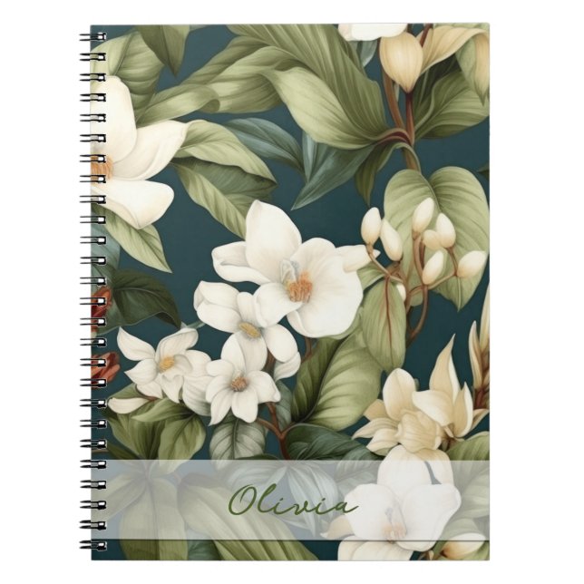 Caderno Espiral Belo padrão floral clássico (Frente)