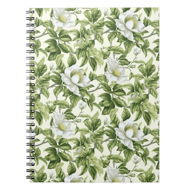 Caderno Espiral Belo padrão floral clássico (Frente)