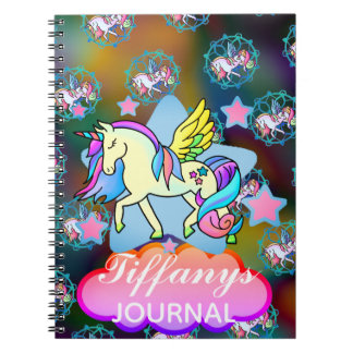 Caderno Espiral Belo Rainbow Unicorn Star Galaxy Sky