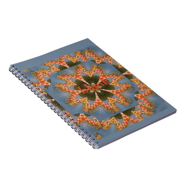 Caderno Espiral Belo vazio de girafa colorida africana (Lado Direito)