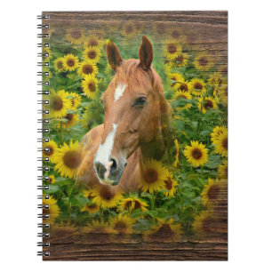 Caderno Espiral Belos Cavalos no Campo dos Girassóis