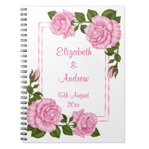 Caderno Espiral Belos Ramos de Canto Rosa Casamento