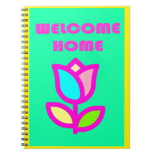 CADERNO ESPIRAL BEM-VINDO A CASA EXTRA BRIGHT FLOWER DESIGN NOTEPA