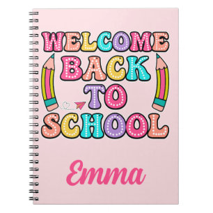 Caderno Espiral Bem-vindo de Volta à Escola Avião de Papel Groovy