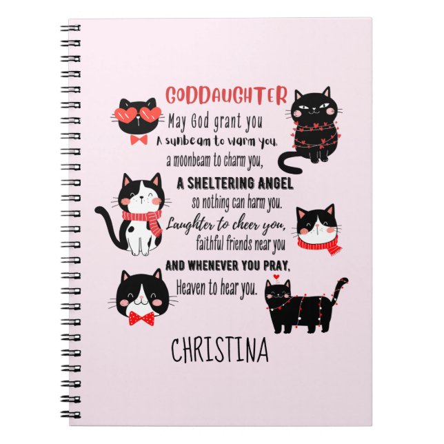 Caderno Espiral Bênção Irlandesa para a Filha-Adolescente Gatos-Cu (Frente)