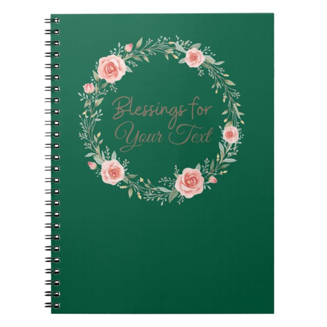 Caderno Espiral Bênçãos Wreath Custom Name Christian (Frente)