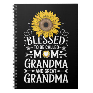 Caderno Espiral Bendita por ser chamada de Mãe Avó Grande Girassol