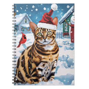 Caderno Espiral Bengal Cat Winter Wonderland Natal Joy
