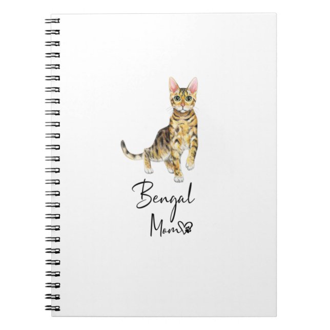 Caderno Espiral Bengal Mom Cute Cat Mother Kitten Girl Gift (Frente)