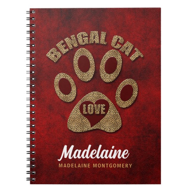Caderno Espiral Bengala Cat Breed Red and Cheetah (Frente)