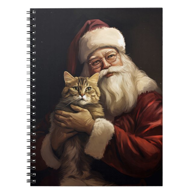 Caderno Espiral Bengala Cat com Papai Noel Natal Festivo (Frente)