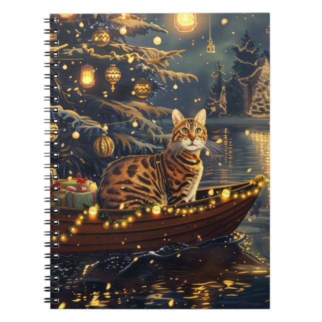 Caderno Espiral Bengala Cat Natal Viagem Festiva (Frente)
