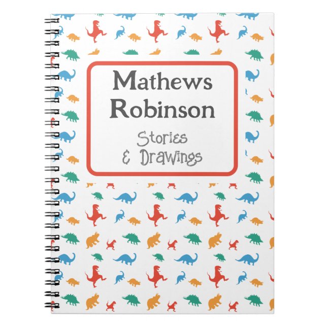 Caderno Espiral Berçário de Dinossauros Personalizado (Frente)