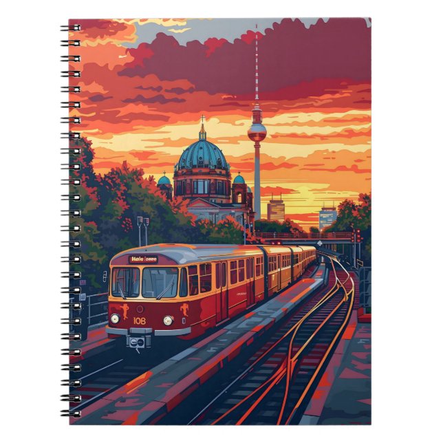 Caderno Espiral Berlin Twilight: Sinfonia Skyline em matizes roxos (Frente)