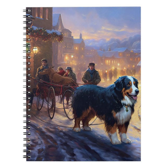 Caderno Espiral Bernese Mountain Christmas Fesason (Frente)