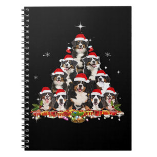 Caderno Espiral Bernese Mountain Christmas Tree Dog Papais noeis X