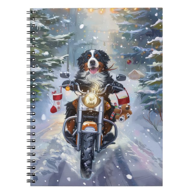 Caderno Espiral Bernese Mountain Dog no natal (Frente)