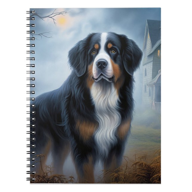 Caderno Espiral Bernese Mountain Halloween Scary (Frente)