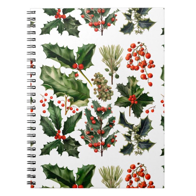 Caderno Espiral Berries de Natal Holly Sai. Berries de Natal (Frente)