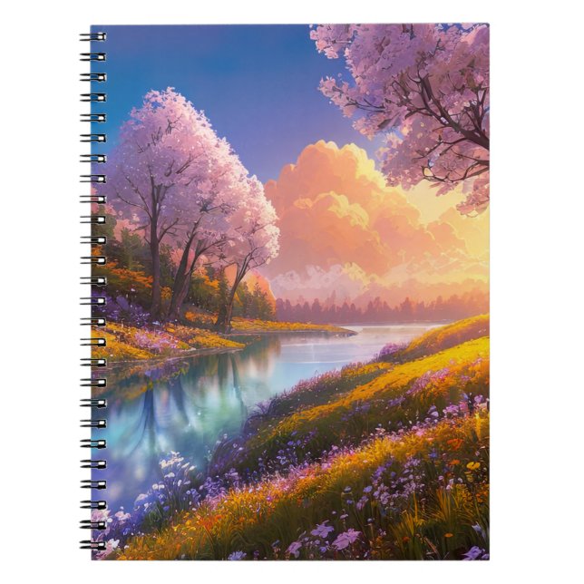 Caderno Espiral Berry Blossom's Embrace by the Rive (Frente)