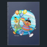 Caderno Espiral Bert e Ernie Birthday Balloons<br><div class="desc">Veja esta ilustração de Bert e Ernie com balões de aniversário coloridos!</div>