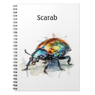 Caderno Espiral Besouro Iridescente em Aquarela, personalizado