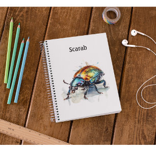 Caderno Espiral Besouro Iridescente em Aquarela, personalizado