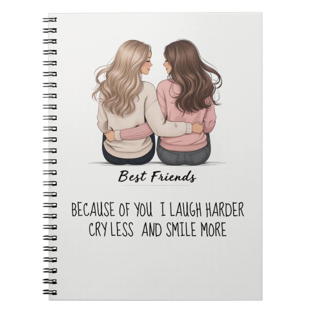 Caderno Espiral Best Friends Back View Hair & Outfit Illustration  (Frente)