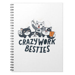 Caderno Espiral Besties De Trabalho Louco Tomando Autoestima De Tr