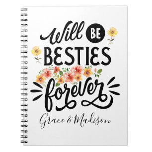 Caderno Espiral Besties para a vida Amigos BFF para sempre present