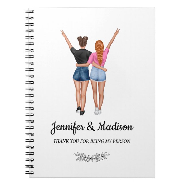 Caderno Espiral BFF Besties de Melhores Amigos Nome Personalizado  (Frente)