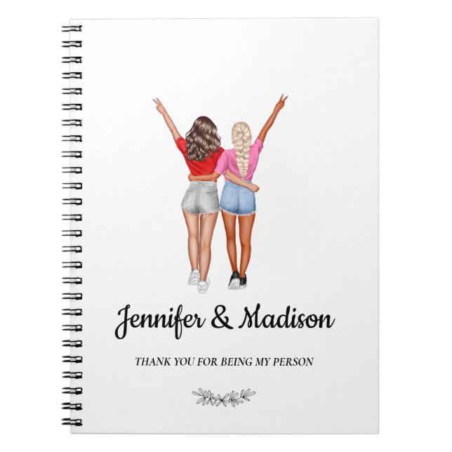 Caderno Espiral BFF Besties de Melhores Amigos Nome Personalizado  (Frente)