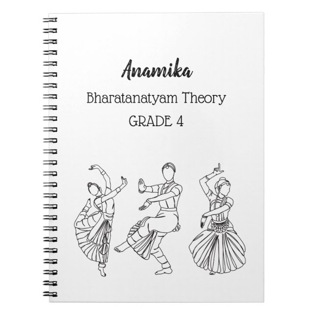 Caderno Espiral Bharatanatyam com teoria personalizada de dança es (Frente)