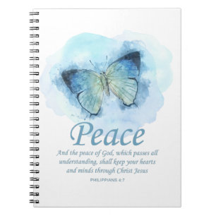 Caderno Espiral Bíblia cristã de mulher Verse Butterfly:Paz