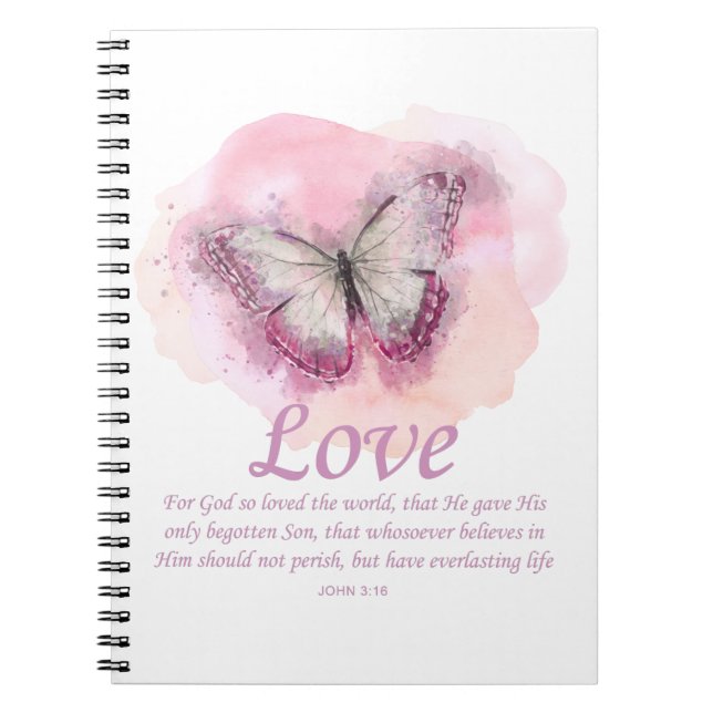 Caderno Espiral Bíblia Cristã Versa Borboleta: Amor (Frente)