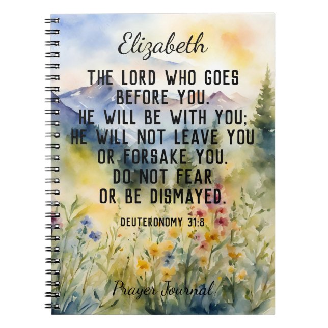 Caderno Espiral Bíblia Cristã Verse Watercolor Mounts Name (Frente)