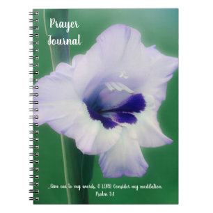 Caderno Espiral Bíblia de Arte com Flor Roxo Azul Diário Verso