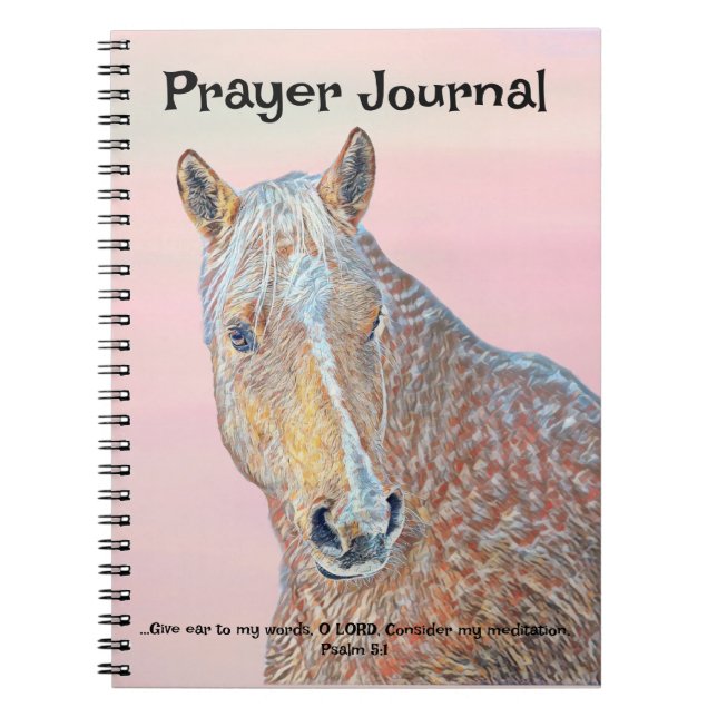 Caderno Espiral Bíblia de Arte de Cavalo Palomino Diário de Oração (Frente)