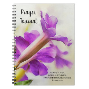 Caderno Espiral Bíblia de Fé de Arte Flor Roxo Diário Verso