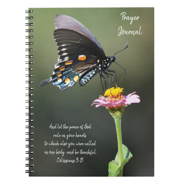 Caderno Espiral Bíblia de Flor da Borboleta Diário de Oração Versa (Frente)
