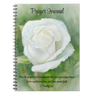 Caderno Espiral Bíblia de Flores Brancas de Fé Versa Diário de Or