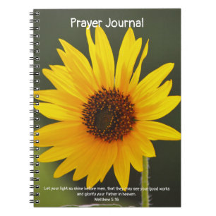 Caderno Espiral Bíblia de girassol de flores amarelas grandes Oraç